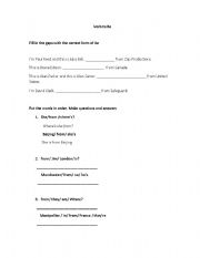 English worksheet: Verb tTo Be: Simple exercises 