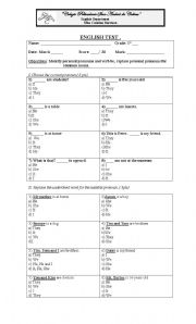 English worksheet: Test verb Be