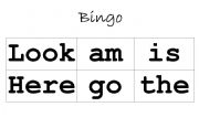 English worksheet: High Frequency Word Bingo