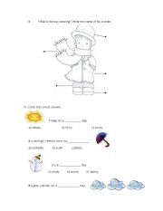 English Worksheet: clothes and weather guide