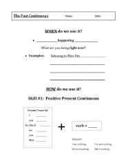 English worksheet: The Past Continuous - WHEN? HOW?