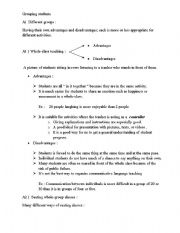 English worksheet: Grouping Students