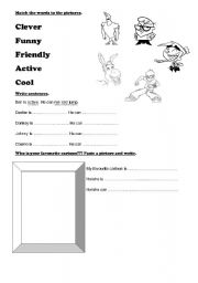 English worksheet: Describing cartoons