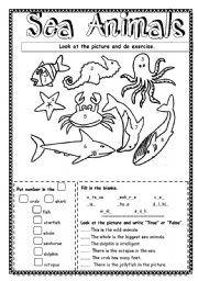 English Worksheet: Sea animals