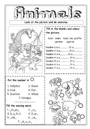 English Worksheet: Animals