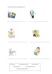 English Worksheet: Present Continuous and write numbers