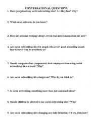 English Worksheet: Conversational Questions on the Topic 