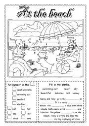 English Worksheet: At the beach