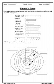 English Worksheet: planets