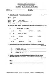 English Worksheet: 4th grade 1st exam