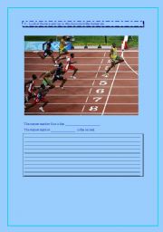 English worksheet: see the race and write