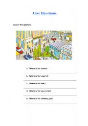 English Worksheet: Give directions