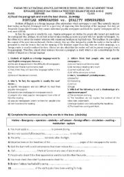 English Worksheet: Vocabulary for First Aid and News and Grammar Purpose Clauses