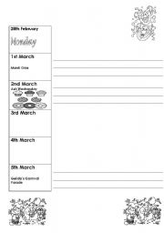 English Worksheet: Carnival Writing
