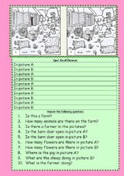 English Worksheet: Spot the difference  - On the farm