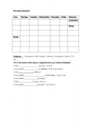 English worksheet: Timetable