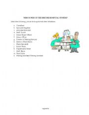 English Worksheet: Jobs in the hospital