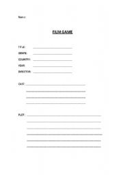 English worksheet: Film Game