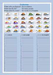 English Worksheet: PROFFESSIONS