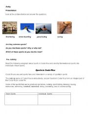 English worksheet: Sports and Leisure Activities