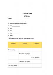 English Worksheet: past progressive