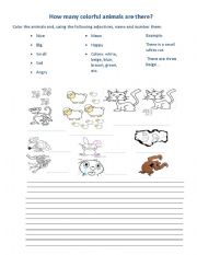 English worksheet: How many nice animals