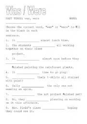 English Worksheet: Past Simple Was Were