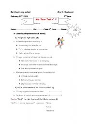 English Worksheet: mid-term test (9th form)