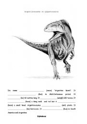 English worksheet: gigantosaurus diplodocus