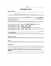 English Worksheet: Book Report form