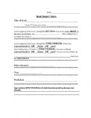 English worksheet: Book Report form