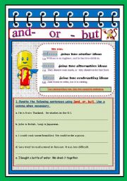 English Worksheet: using and / but / or