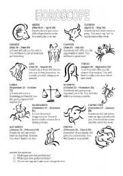 English Worksheet: Horoscope prediction