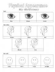 English Worksheet: Physical appearance personal dictionary