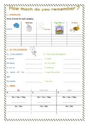 English worksheet: How much do you remember ? QUIZ