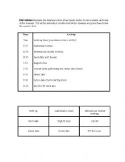 English worksheet: Reading Schedules and Time