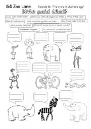 English Worksheet: 64 Zoo Lane - episode 16 - Audreys egg