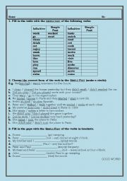 English Worksheet: Past Simple - short test