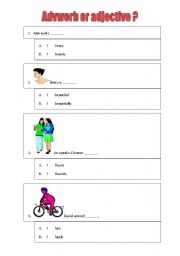English Worksheet: Adverb or adjectives