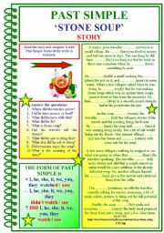 English Worksheet: Past Simple (Stone Soup Story) 