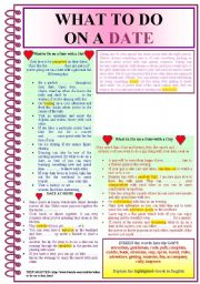 English Worksheet: What to Do on a DATE *Useful Dating Tips*