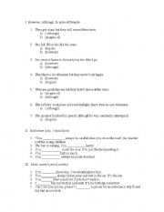 English Worksheet: However, Although, In spite of/Despite