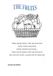 English worksheet: the fruits