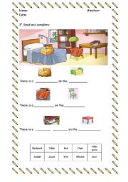 English Worksheet: MY BEDROOM