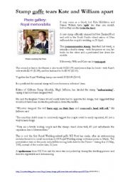 English Worksheet: Royal Wedding (Kate Middleton&Prince William): stamp gaffe 