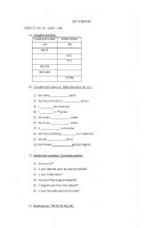 English worksheet: verb to be practise