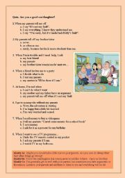 English Worksheet: Quiz. Are you a good son/daughter?