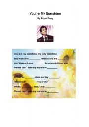 English worksheet: Youre My Sunshine