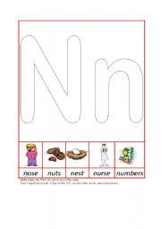 English worksheet: Phonic Recognition Nn