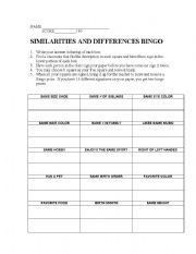 English worksheet: Personal bingo game